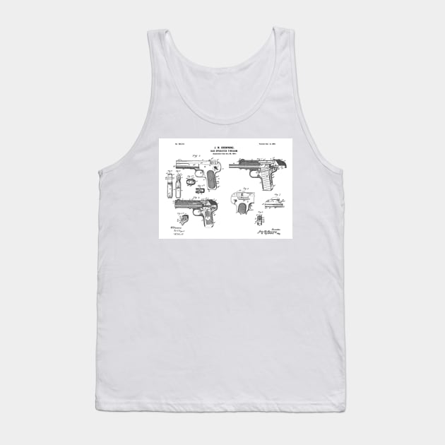 Browning automatic pistol - 1899 Patent - B Tank Top by SPJE Illustration Photography